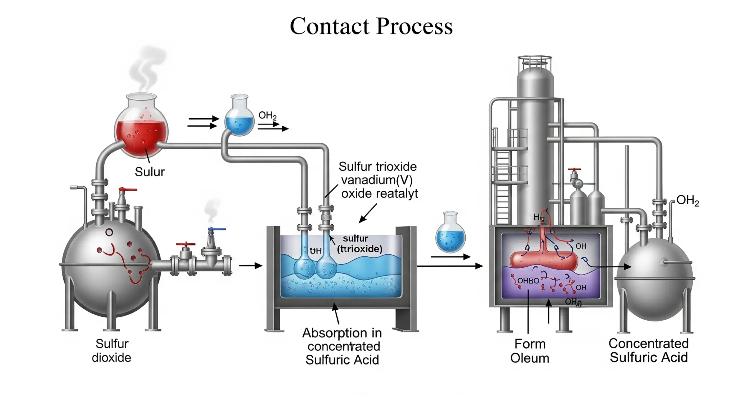 Production d'acide sulfurique (Procédé de contact) - Exercice corrigé